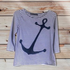 BOGO Outback Red top anchor stripe blue 3/4 sleeve